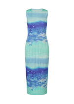 A product shot of the PLEATS PLEASE ISSEY MIYAKE SEA BUBBLE dress in blue (72).