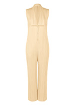 A product shot of the PLEATS PLEASE ISSEY MIYAKE LOOP BOTTOMS jumpsuit in light beige (39).