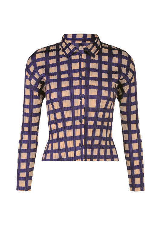 A product shot of the PLEATS PLEASE ISSEY MIYAKE BASKET shirt in navy.