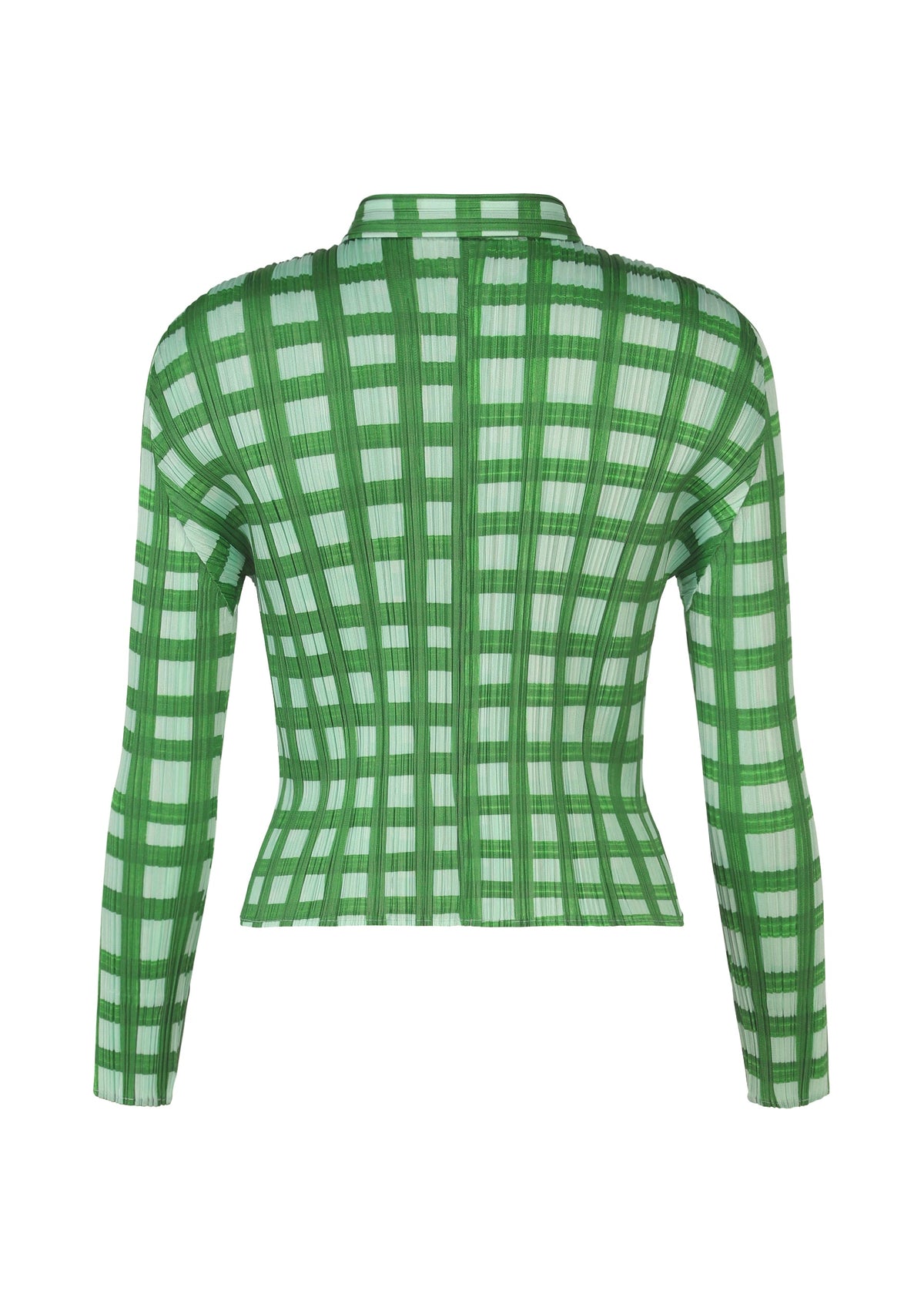 A detail shot of the PLEATS PLEASE ISSEY MIYAKE BASKET shirt.