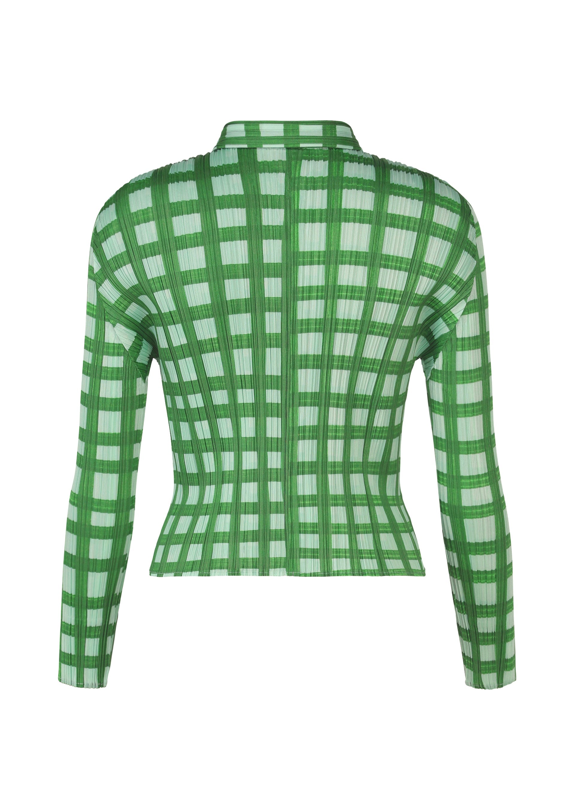 A detail shot of the PLEATS PLEASE ISSEY MIYAKE BASKET shirt.