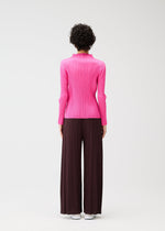 A model wears the PLEATS PLEASE ISSEY MIYAKE MONTHLY COLORS JANUARY clothing.