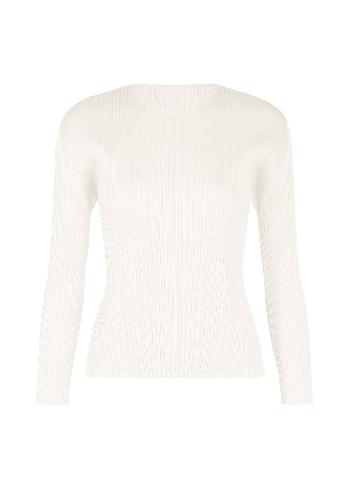 A product shot of the PLEATS PLEASE ISSEY MIYAKE MONTHLY COLORS FEBRUARY shirt in white (01).