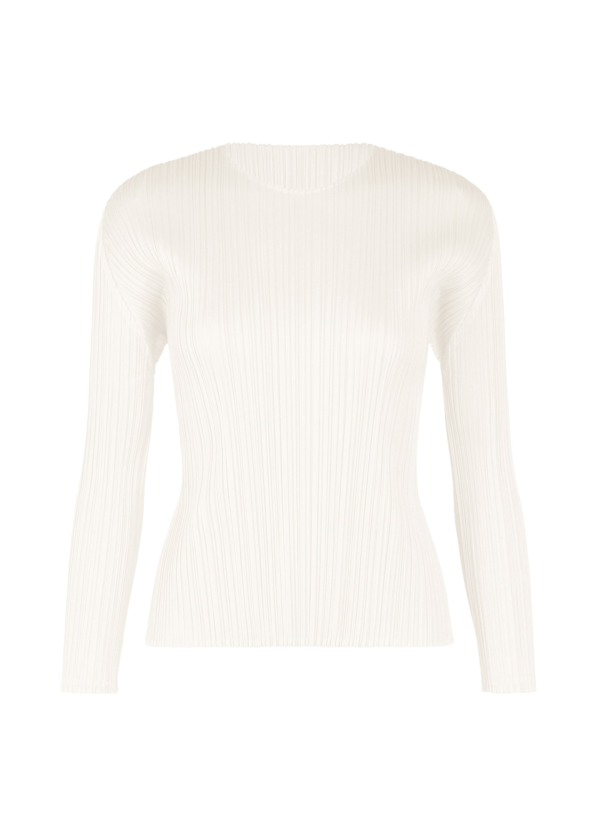 A product shot of the PLEATS PLEASE ISSEY MIYAKE MONTHLY COLORS FEBRUARY shirt in white (01).