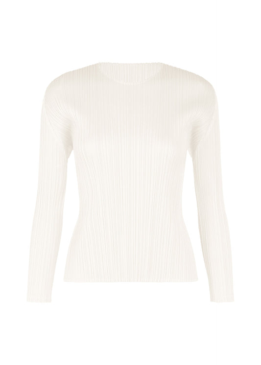 A product shot of the PLEATS PLEASE ISSEY MIYAKE MONTHLY COLORS FEBRUARY shirt in white (01).