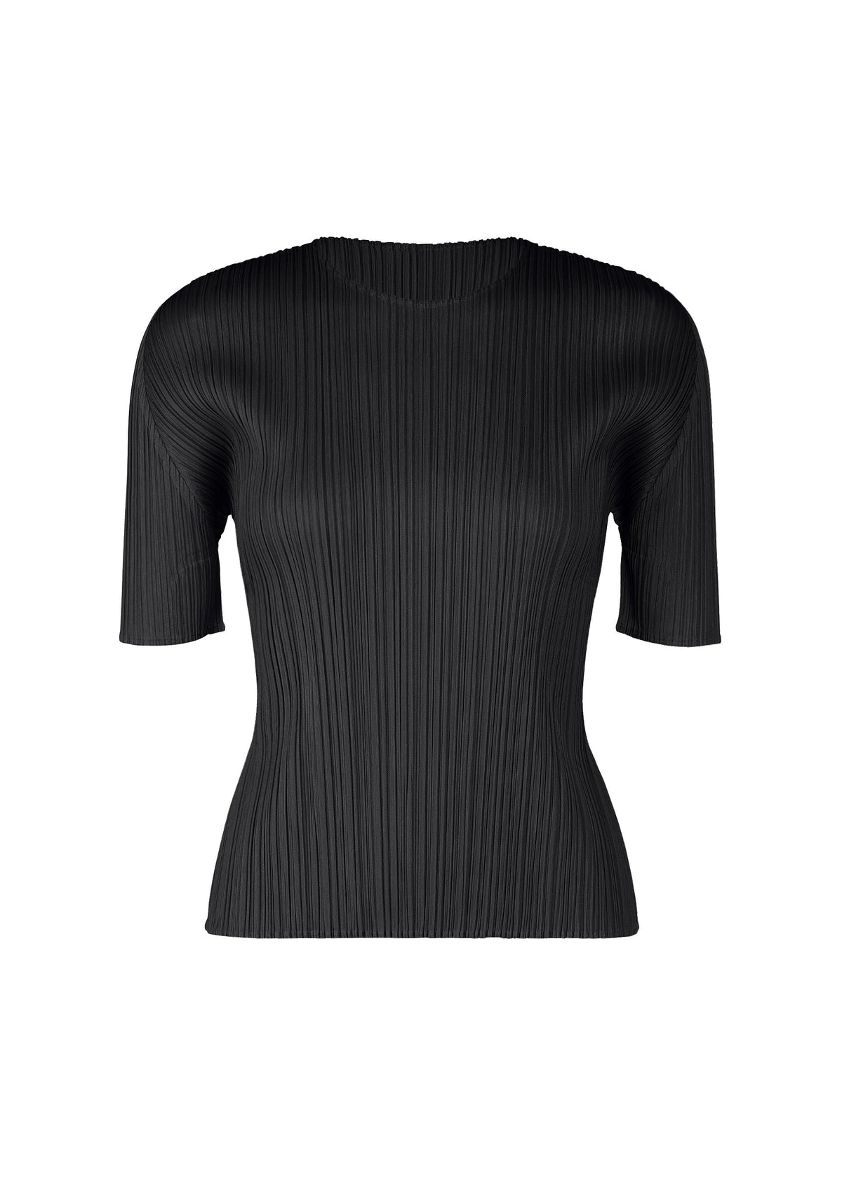 A product shot of the PLEATS PLEASE ISSEY MIYAKE MONTHLY COLORS APRIL shirt in black (15).