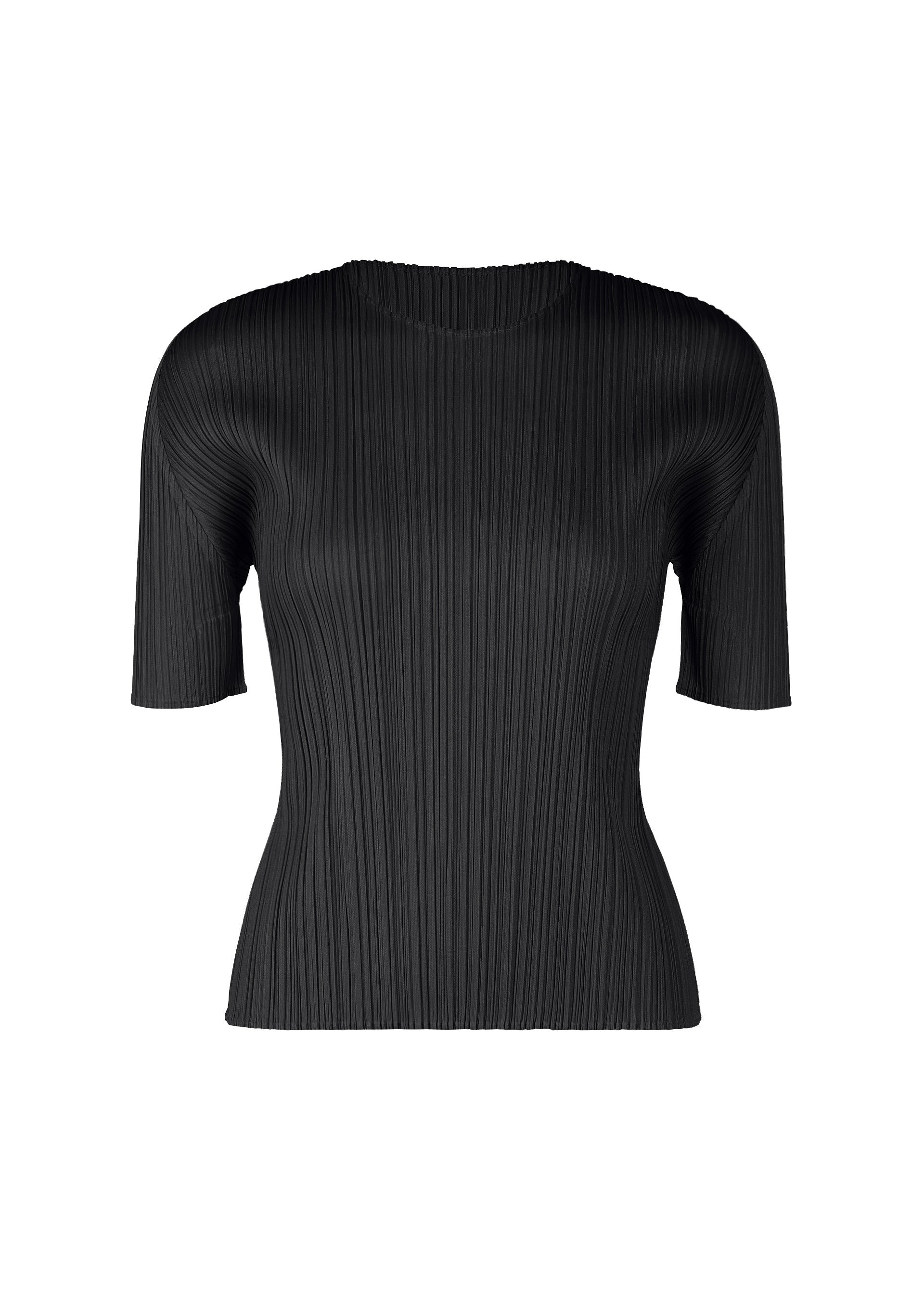 A product shot of the PLEATS PLEASE ISSEY MIYAKE MONTHLY COLORS APRIL shirt in black (15).