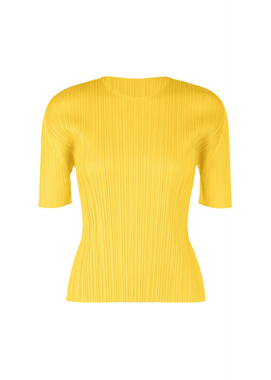 A product shot of the PLEATS PLEASE ISSEY MIYAKE MONTHLY COLORS APRIL shirt in yellow (52).