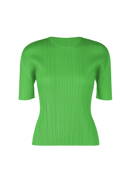 A product shot of the PLEATS PLEASE ISSEY MIYAKE MONTHLY COLORS APRIL shirt in green (62).