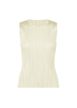 A product shot of the PLEATS PLEASE ISSEY MIYAKE MONTHLY COLORS MAY top in ivory (03).