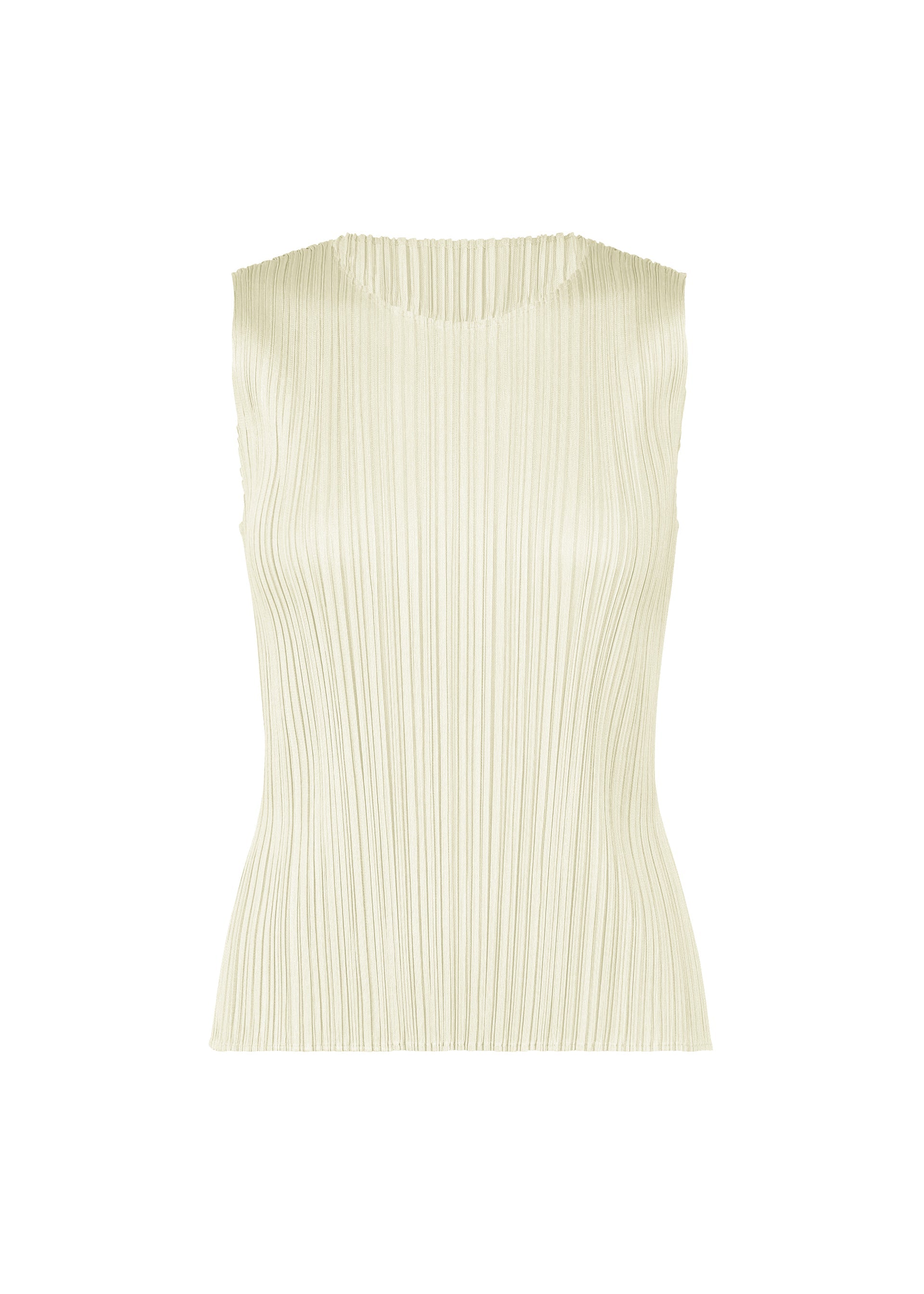 A product shot of the PLEATS PLEASE ISSEY MIYAKE MONTHLY COLORS MAY top in ivory (03).