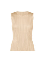 A product shot of the PLEATS PLEASE ISSEY MIYAKE MONTHLY COLORS MAY top in sand beige (43).