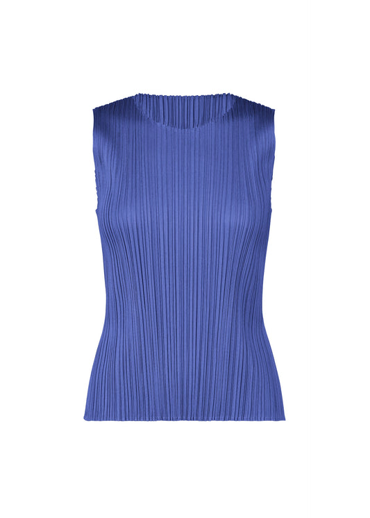 A product shot of the PLEATS PLEASE ISSEY MIYAKE MONTHLY COLORS MAY top in blue (72).