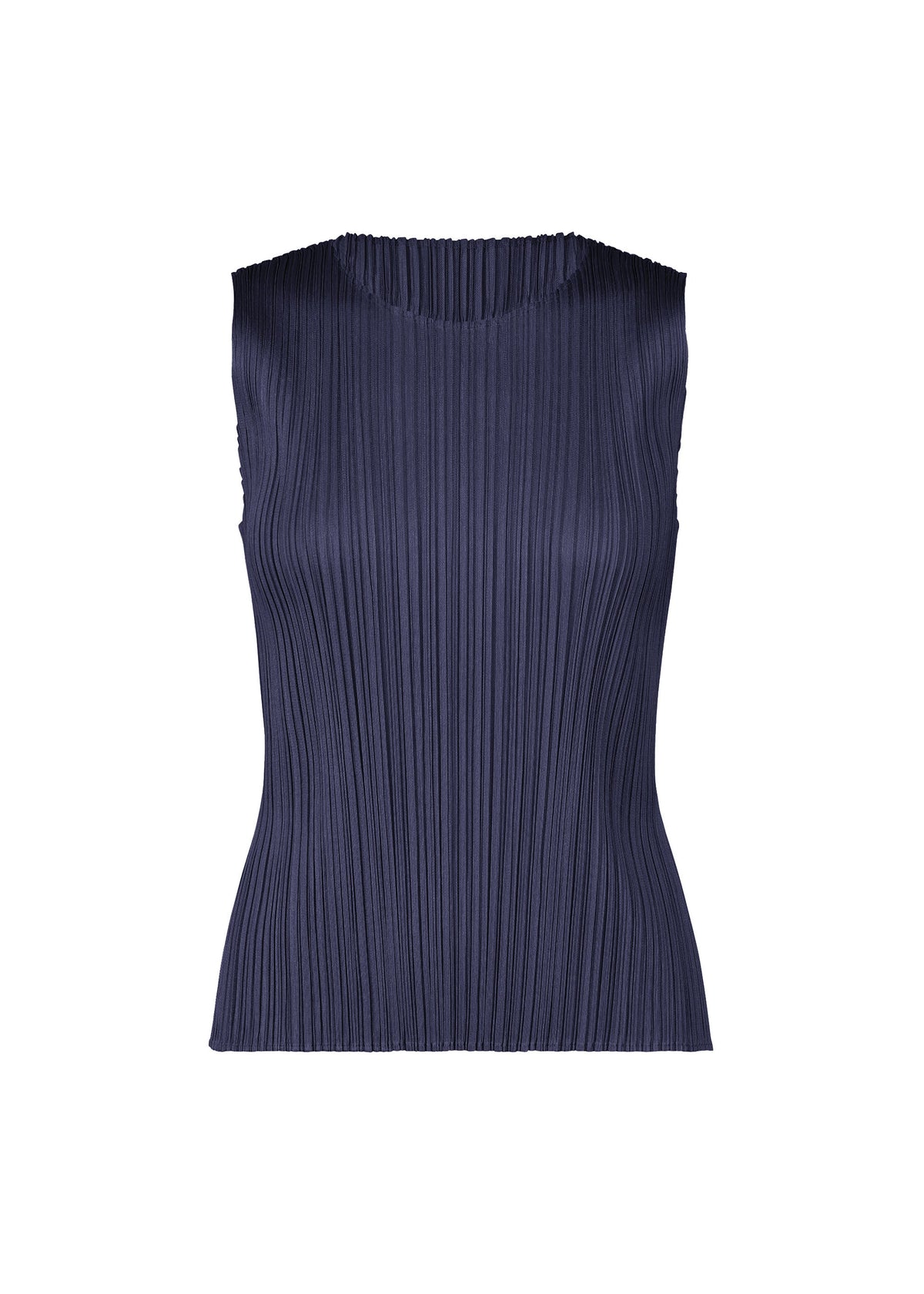 A product shot of the PLEATS PLEASE ISSEY MIYAKE MONTHLY COLORS MAY top in navy (75).
