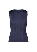 A product shot of the PLEATS PLEASE ISSEY MIYAKE MONTHLY COLORS MAY top in navy (75).