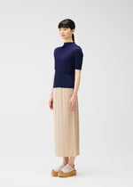 A model wears the PLEATS PLEASE ISSEY MIYAKE MONTHLY COLORS MAY top.