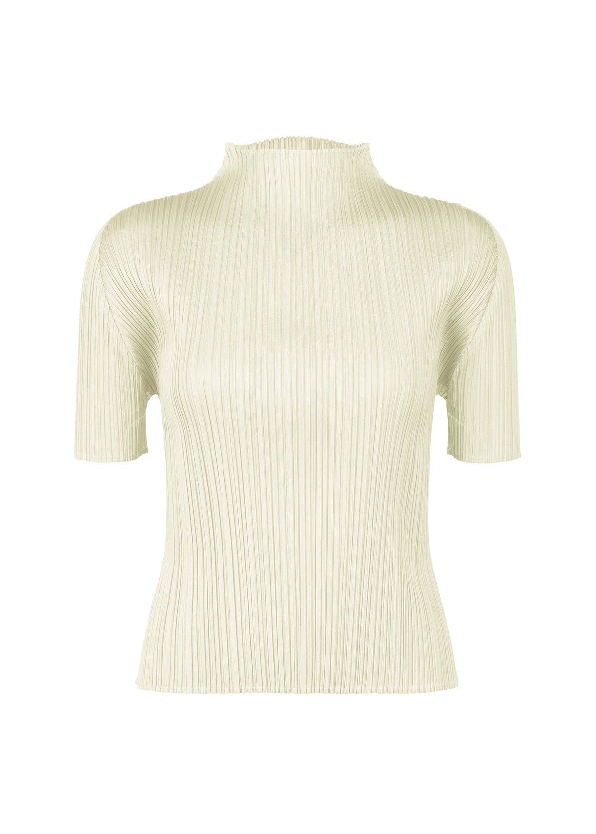 A product shot of the PLEATS PLEASE ISSEY MIYAKE MONTHLY COLORS MAY top in ivory (03).