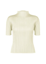 A product shot of the PLEATS PLEASE ISSEY MIYAKE MONTHLY COLORS MAY top in ivory (03).
