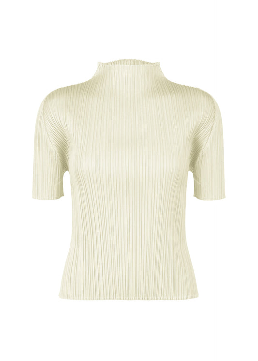 A product shot of the PLEATS PLEASE ISSEY MIYAKE MONTHLY COLORS MAY top in ivory (03).