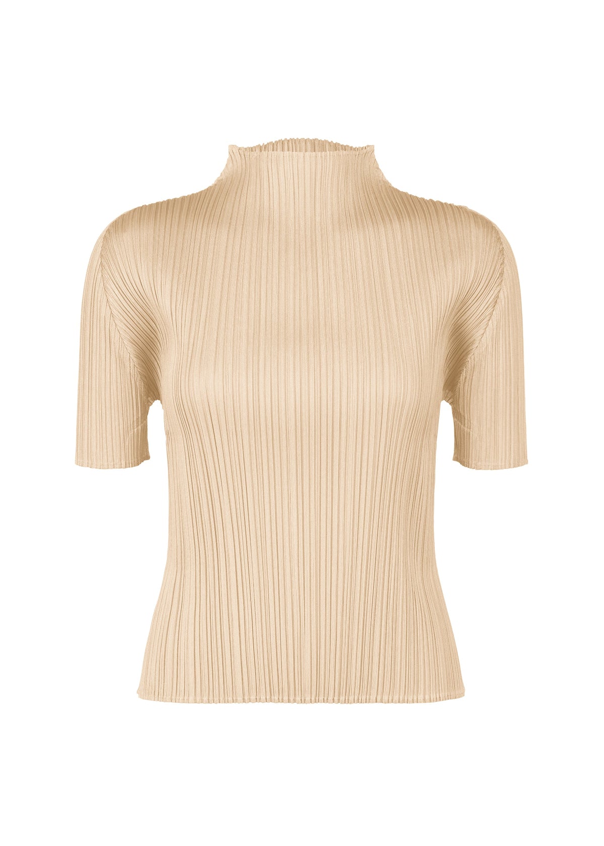 A product shot of the PLEATS PLEASE ISSEY MIYAKE MONTHLY COLORS MAY top in sand beige (43).
