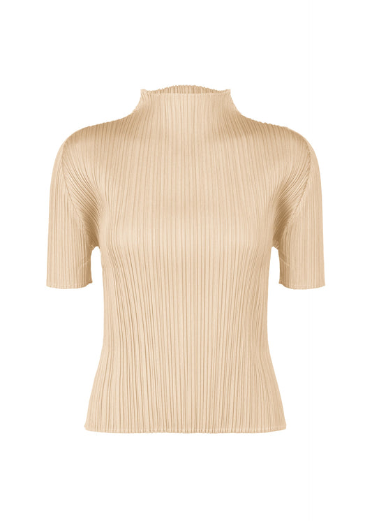 A product shot of the PLEATS PLEASE ISSEY MIYAKE MONTHLY COLORS MAY top in sand beige (43).