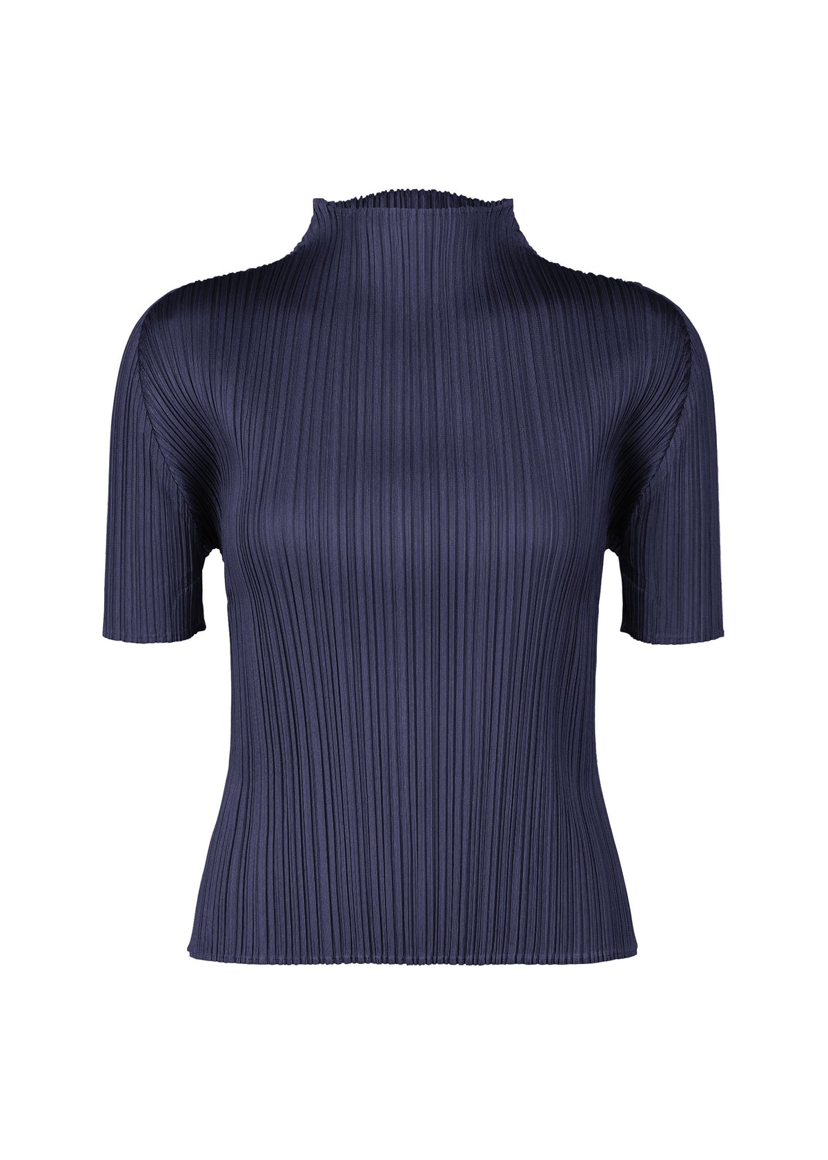 A product shot of the PLEATS PLEASE ISSEY MIYAKE MONTHLY COLORS MAY top in navy (75).