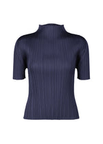 A product shot of the PLEATS PLEASE ISSEY MIYAKE MONTHLY COLORS MAY top in navy (75).