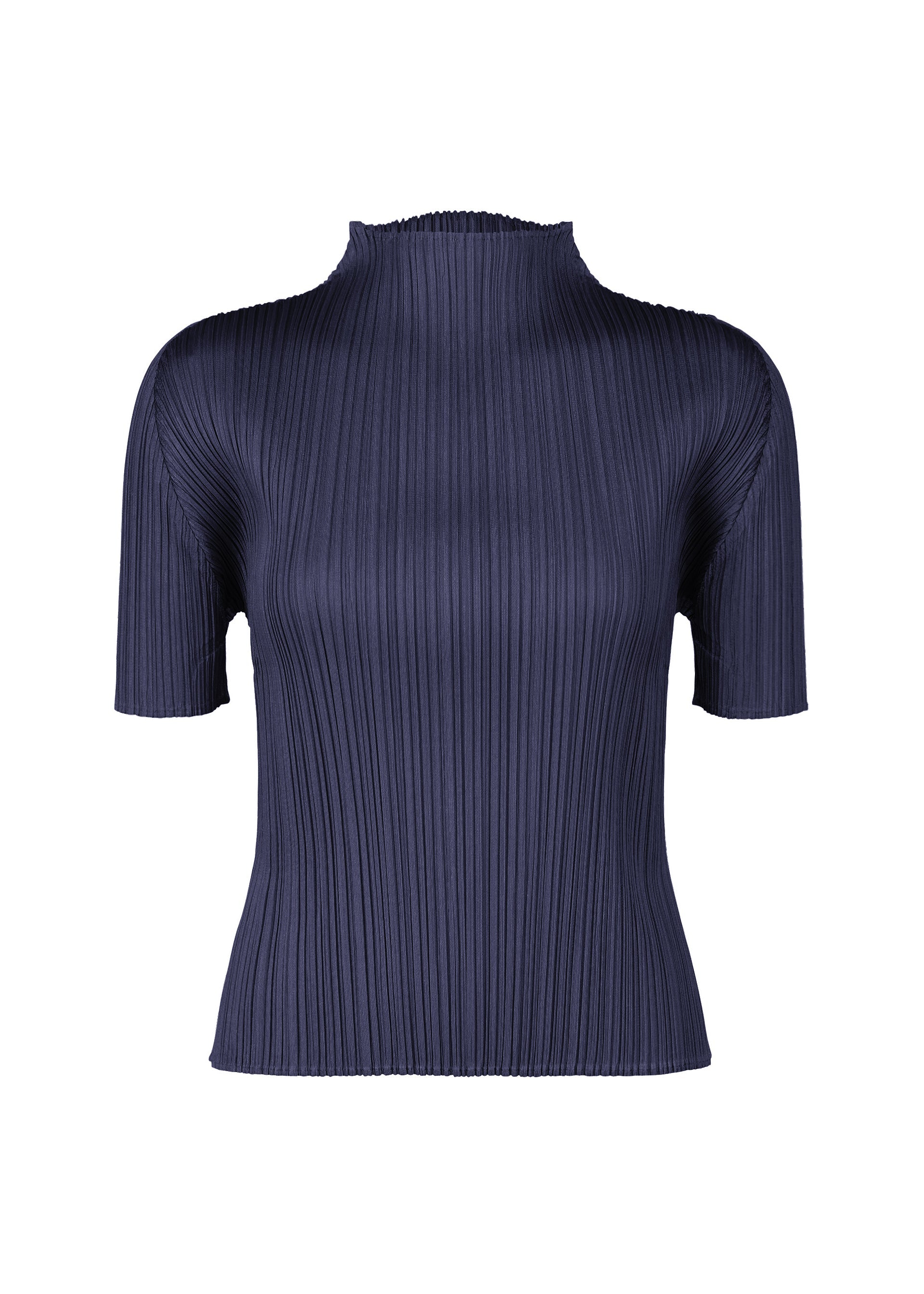 A product shot of the PLEATS PLEASE ISSEY MIYAKE MONTHLY COLORS MAY top in navy (75).