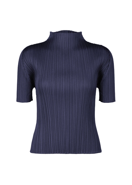 A product shot of the PLEATS PLEASE ISSEY MIYAKE MONTHLY COLORS MAY top in navy (75).