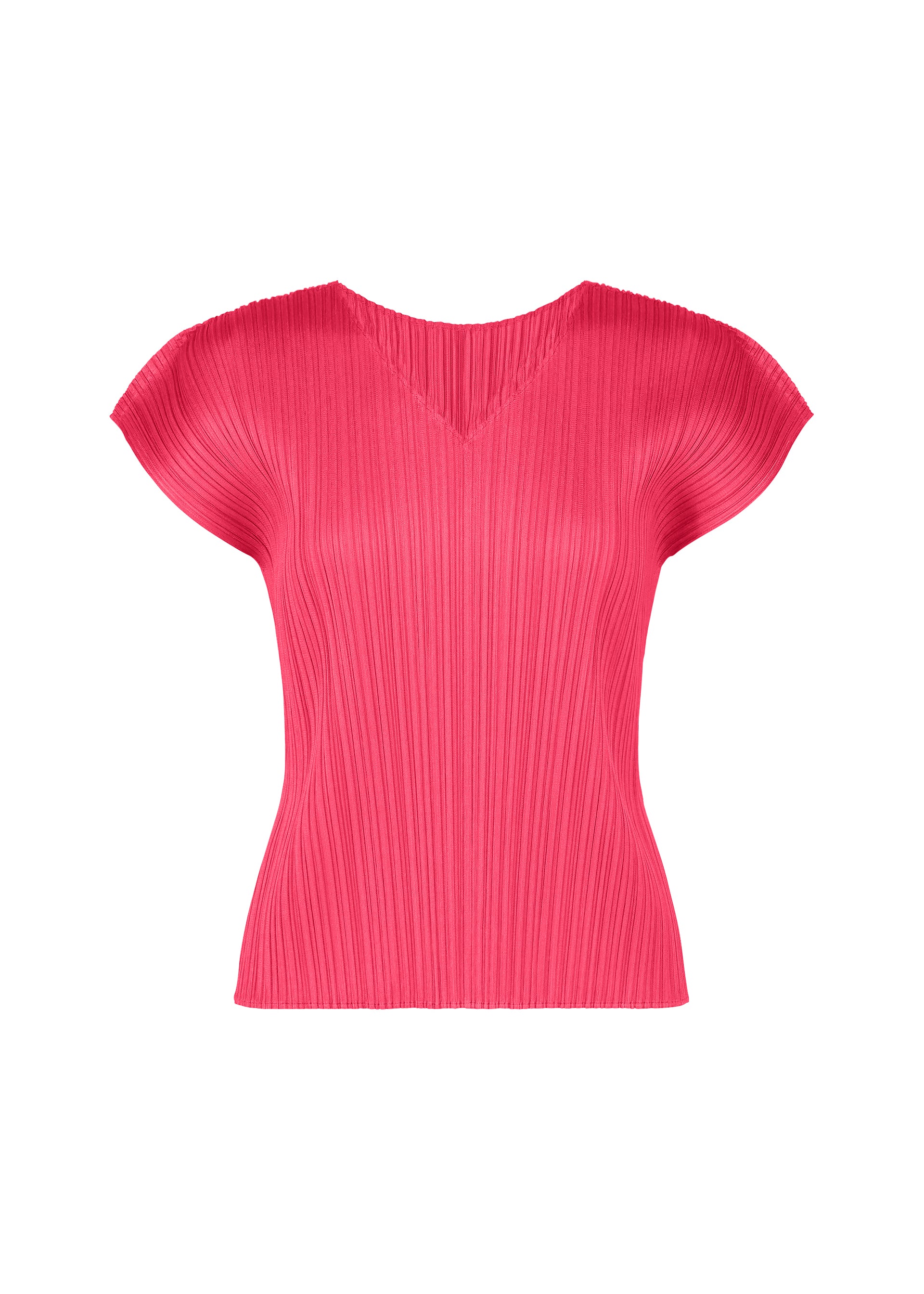 A product shot of the PLEATS PLEASE ISSEY MIYAKE MONTHLY COLORS : JUNE shirt in bright pink.