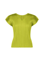 A product shot of the PLEATS PLEASE ISSEY MIYAKE MONTHLY COLORS : JUNE shirt in yellow green.
