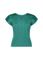 A product shot of the PLEATS PLEASE ISSEY MIYAKE MONTHLY COLORS : JUNE shirt in blue green.