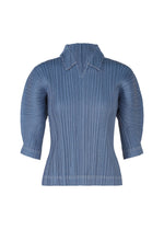 A product shot of the PLEATS PLEASE ISSEY MIYAKE COTTON DENIM top in blue (72).