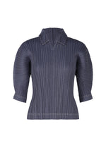 A product shot of the PLEATS PLEASE ISSEY MIYAKE COTTON DENIM top in navy (75).