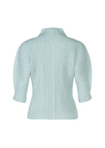 A detail shot of the PLEATS PLEASE ISSEY MIYAKE COTTON DENIM top.