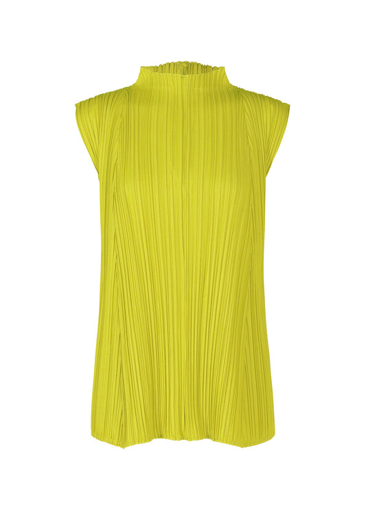 A product shot of the PLEATS PLEASE ISSEY MIYAKE MELLOW PLEATS shirt in mustard (58).