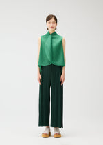 A model wears the PLEATS PLEASE ISSEY MIYAKE LEAF shirt.