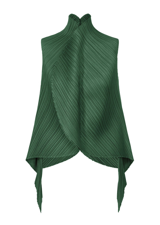 A product shot of the PLEATS PLEASE ISSEY MIYAKE LEAF shirt in dark green (67).