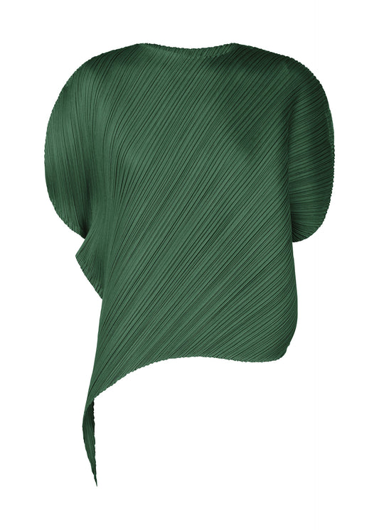 A product shot of the PLEATS PLEASE ISSEY MIYAKE LEAF shirt in dark green (67).