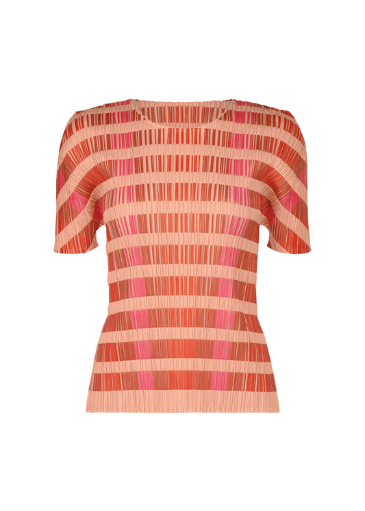 A product shot of the PLEATS PLEASE ISSEY MIYAKE BUMPY BASKET shirt in pink.