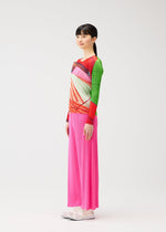 A model wears the PLEATS PLEASE ISSEY MIYAKE CITY COLLAGE clothing.