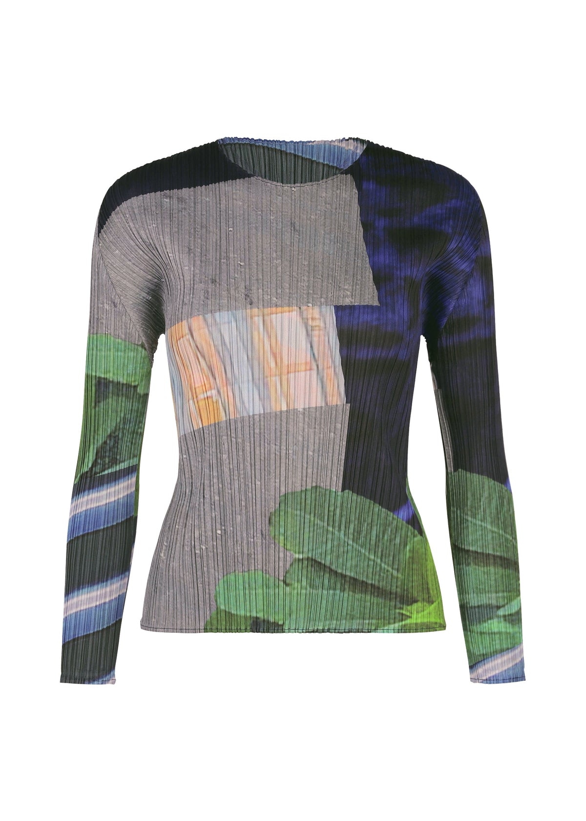 A product shot of the PLEATS PLEASE ISSEY MIYAKE CITY COLLAGE clothing in grey x navy (09).