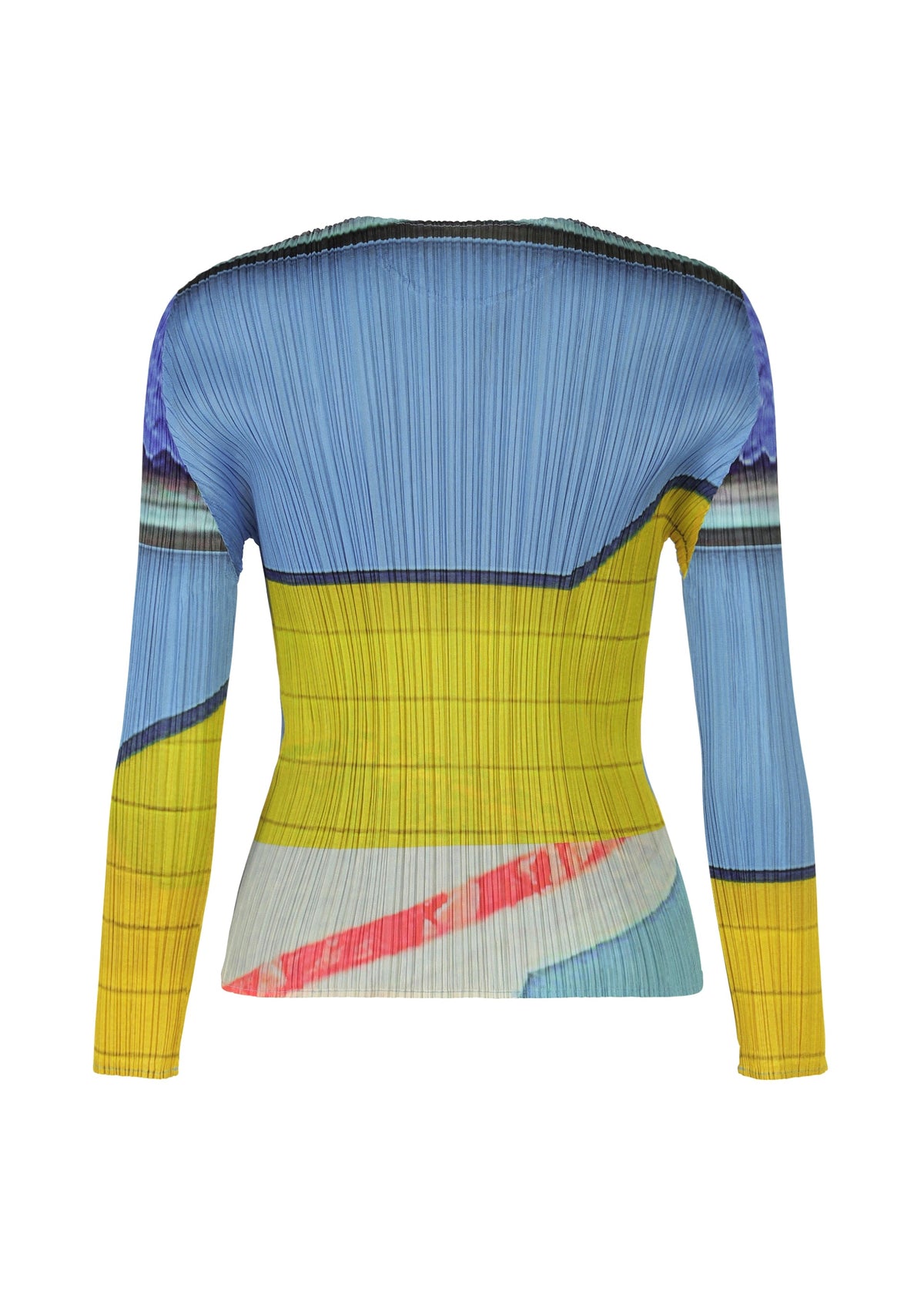 A detail shot of the PLEATS PLEASE ISSEY MIYAKE CITY COLLAGE clothing.
