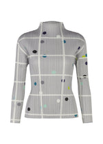 A product shot of the PLEATS PLEASE ISSEY MIYAKE CROSSING DOTS shirt in light grey (10).