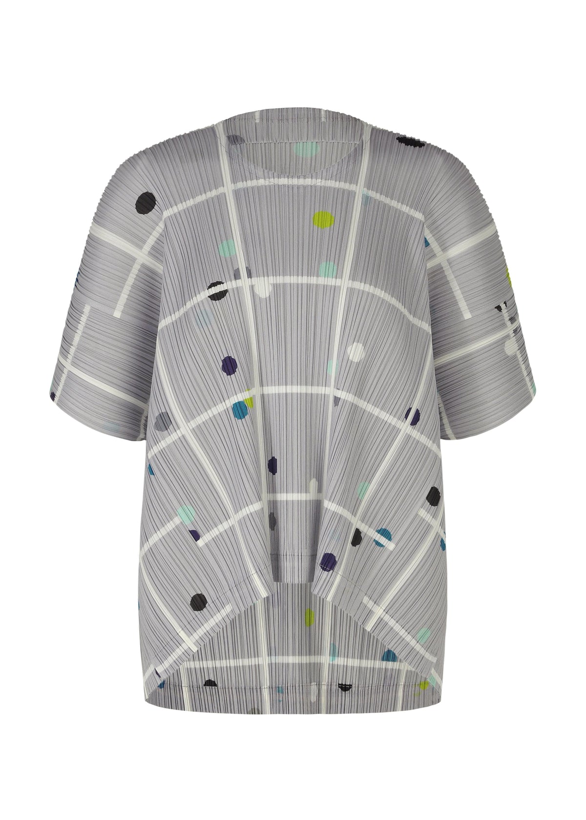 A product shot of the PLEATS PLEASE ISSEY MIYAKE CROSSING DOTS shirt in light grey (10).