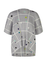 A product shot of the PLEATS PLEASE ISSEY MIYAKE CROSSING DOTS shirt in light grey (10).
