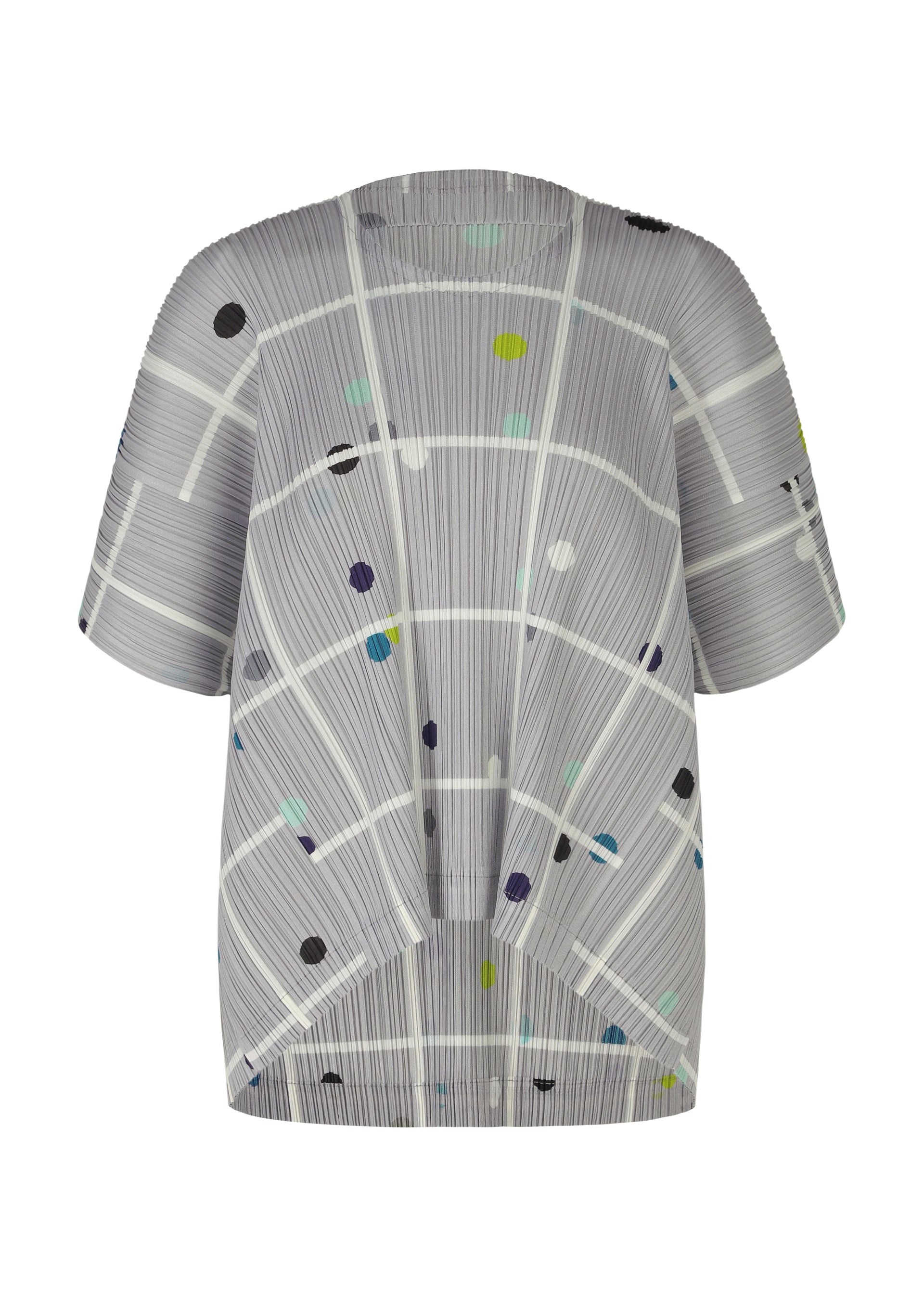 A product shot of the PLEATS PLEASE ISSEY MIYAKE CROSSING DOTS shirt in light grey (10).
