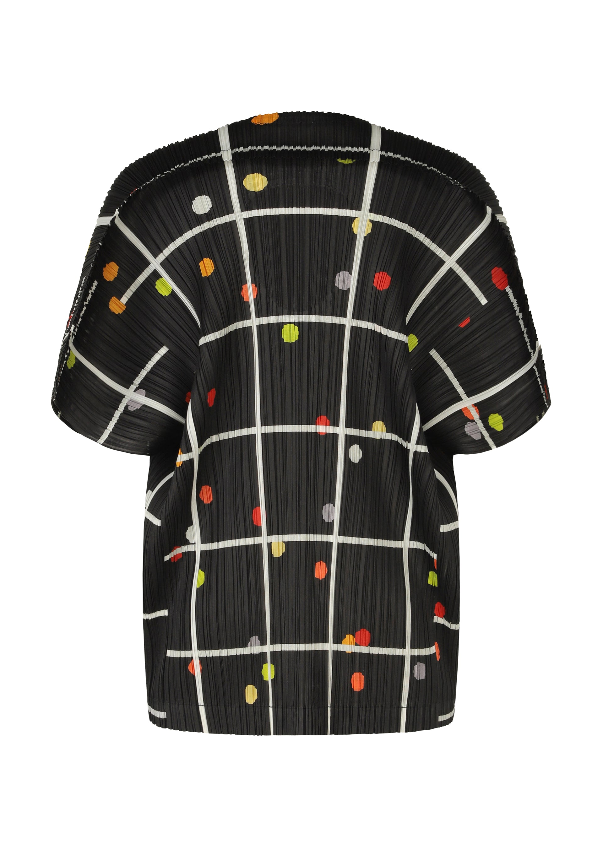 A detail shot of the PLEATS PLEASE ISSEY MIYAKE CROSSING DOTS shirt.
