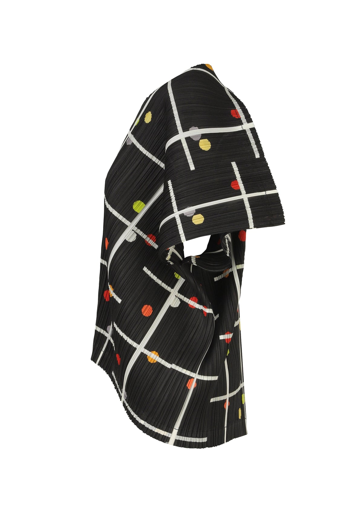 A detail shot of the PLEATS PLEASE ISSEY MIYAKE CROSSING DOTS shirt.