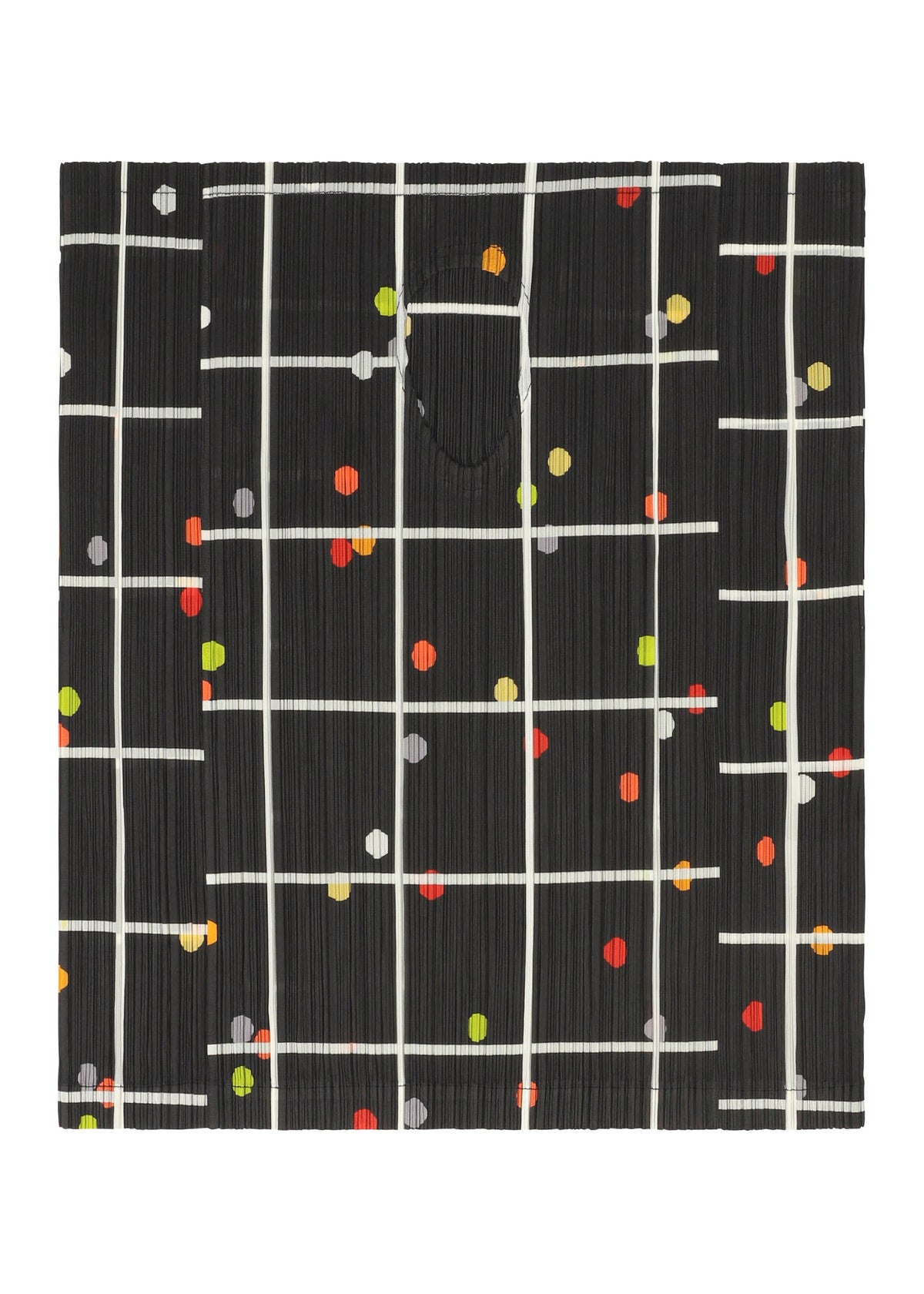 A detail shot of the PLEATS PLEASE ISSEY MIYAKE CROSSING DOTS shirt.